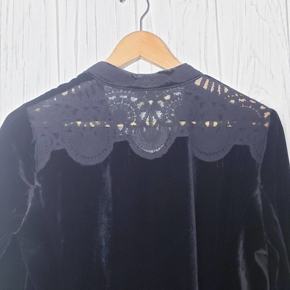 Mika Mindel Size S Nancy Jacket Black Velvet Lace Long Sleeves Open Front NWT - Picture 3 of 11